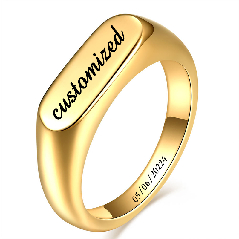Couple Ring Set - Bagues chevalières personnalisables en acier inoxydable