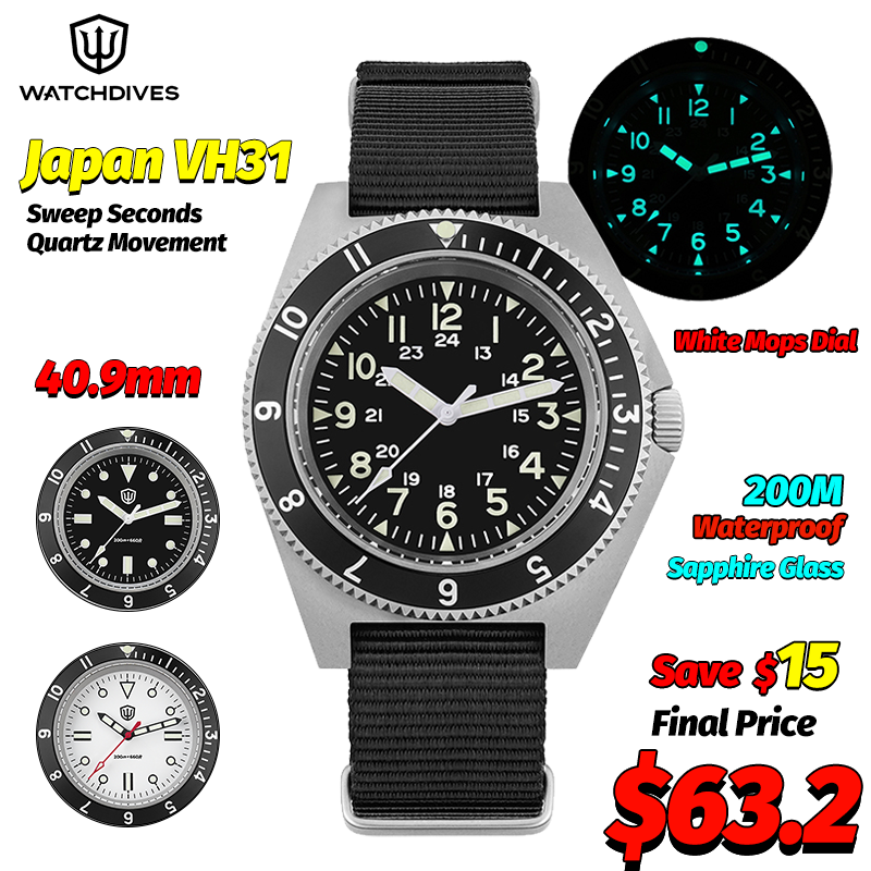 Jewelry For Watches - Watchdives WD1972 montre à Quartz saphir