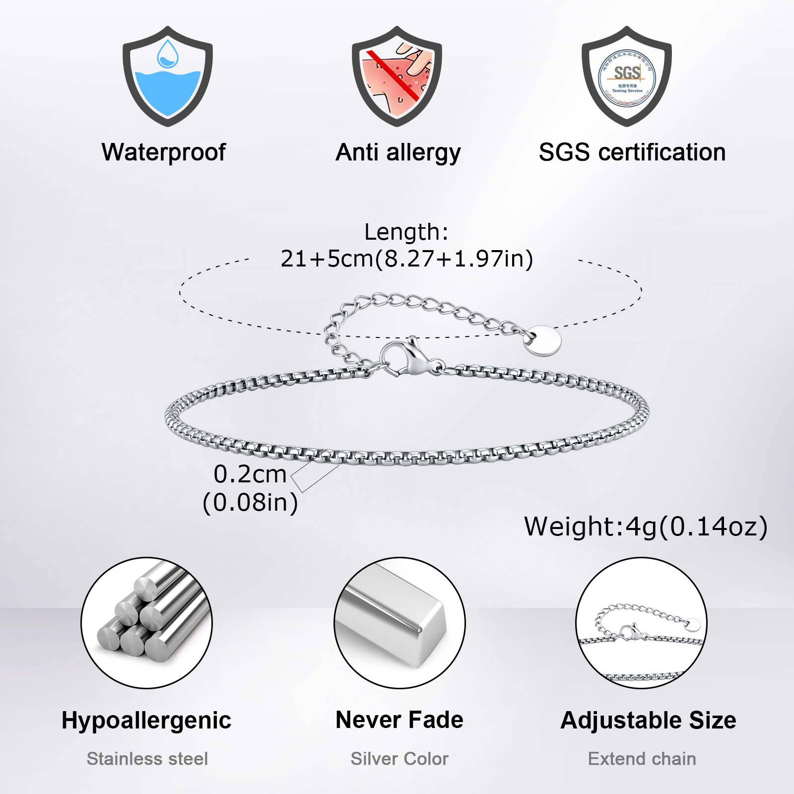 Vnox Chaîne de cheville en aci - Jc Jewelry & Watches avis et prix