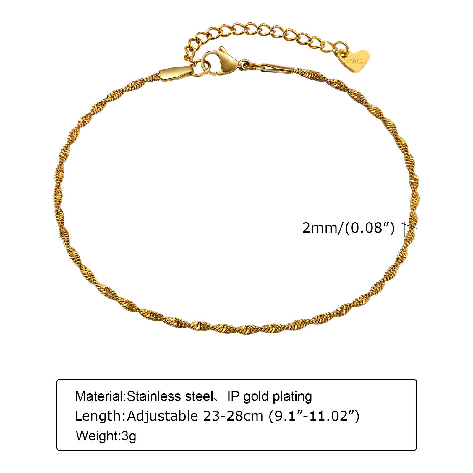 Bracelet de cheville étanche e - Jc Jewelry & Watches avis et prix